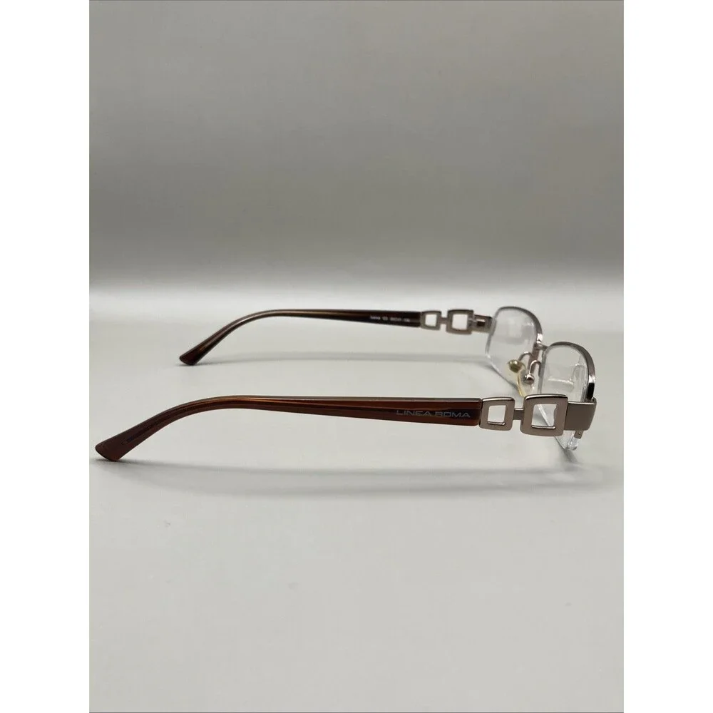 Linea Roma Ivanka C3 50 17 135 Geometric Brown Eyeglasses Frames & Case Italy